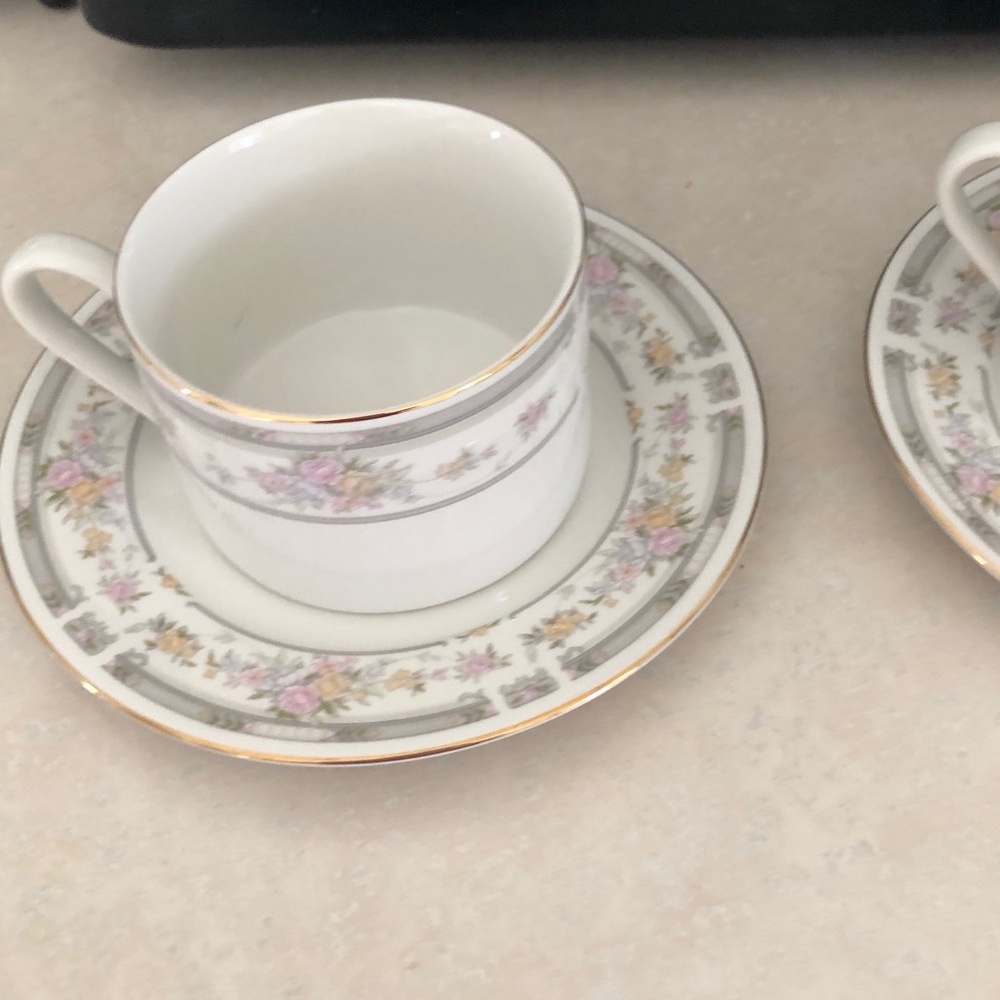 Farberware Floral Mug and Saucer Set with Gold Trim